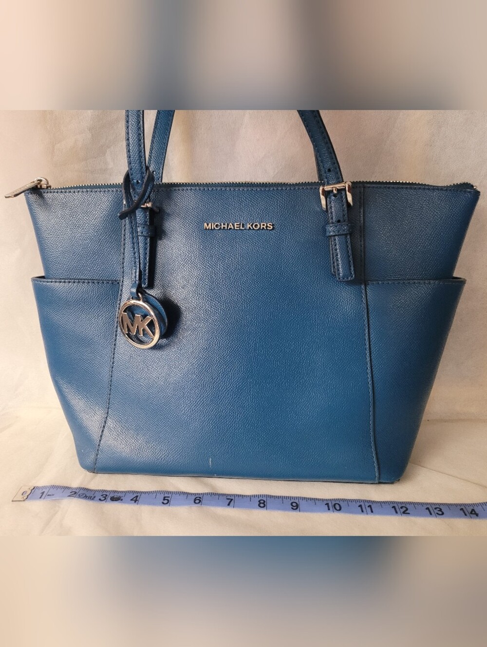 Michael Kors Blue Saffiano Leather Tote - Picture 6 of 11